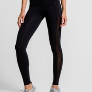 Black Yoga Leggings Mesh Moisture Wick Comfortable